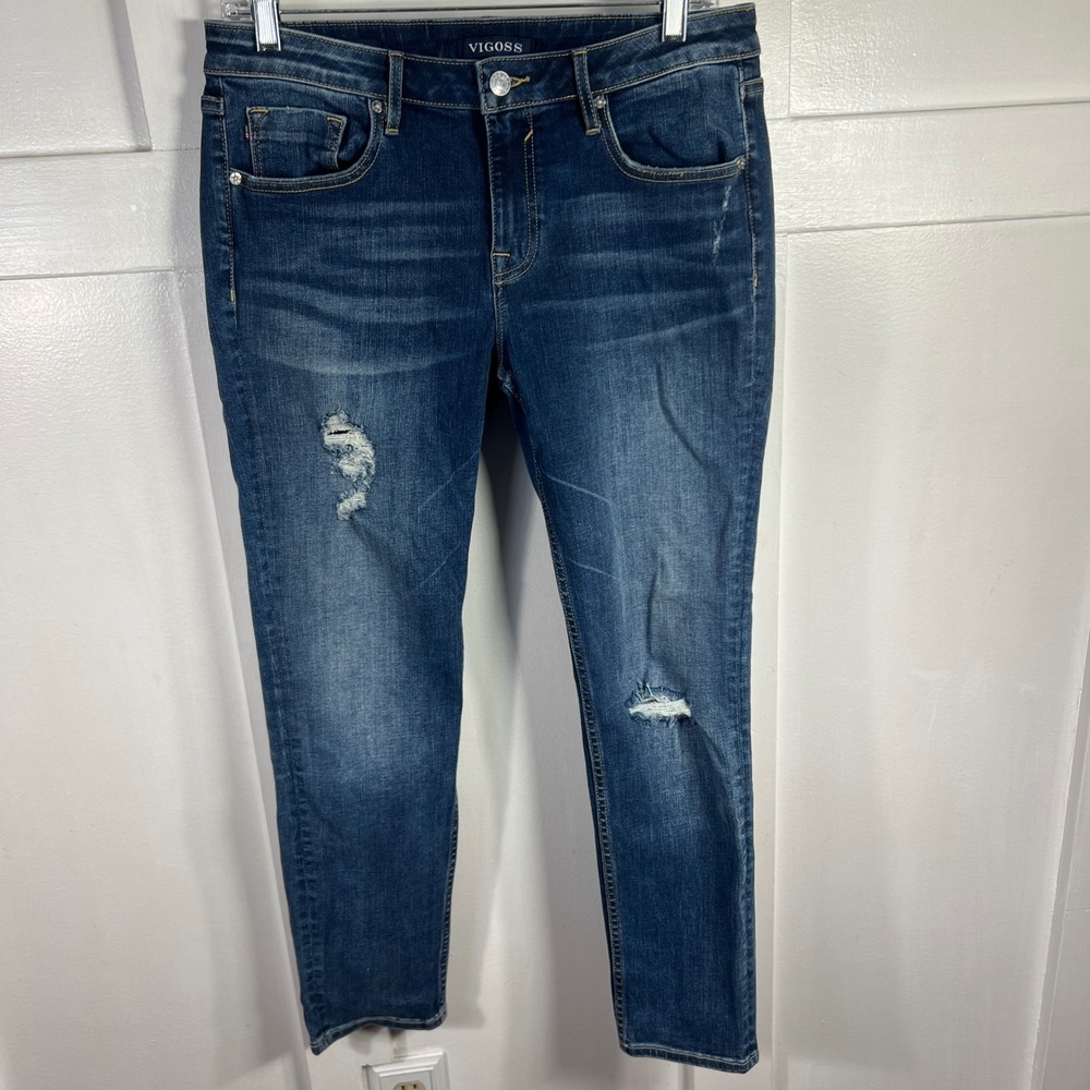 VIGOSS Thompson Tomboy Classic Fit Dark Wash‎ Ripped Jeans W30 L25